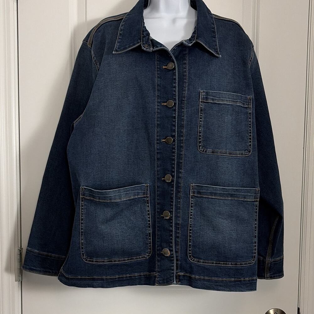 Well Worn Women Denim Chore Jacket Xl